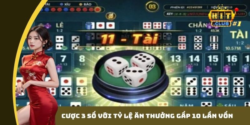 Cược 3 số với tỷ lệ ăn thưởng gấp 10 lần vốn